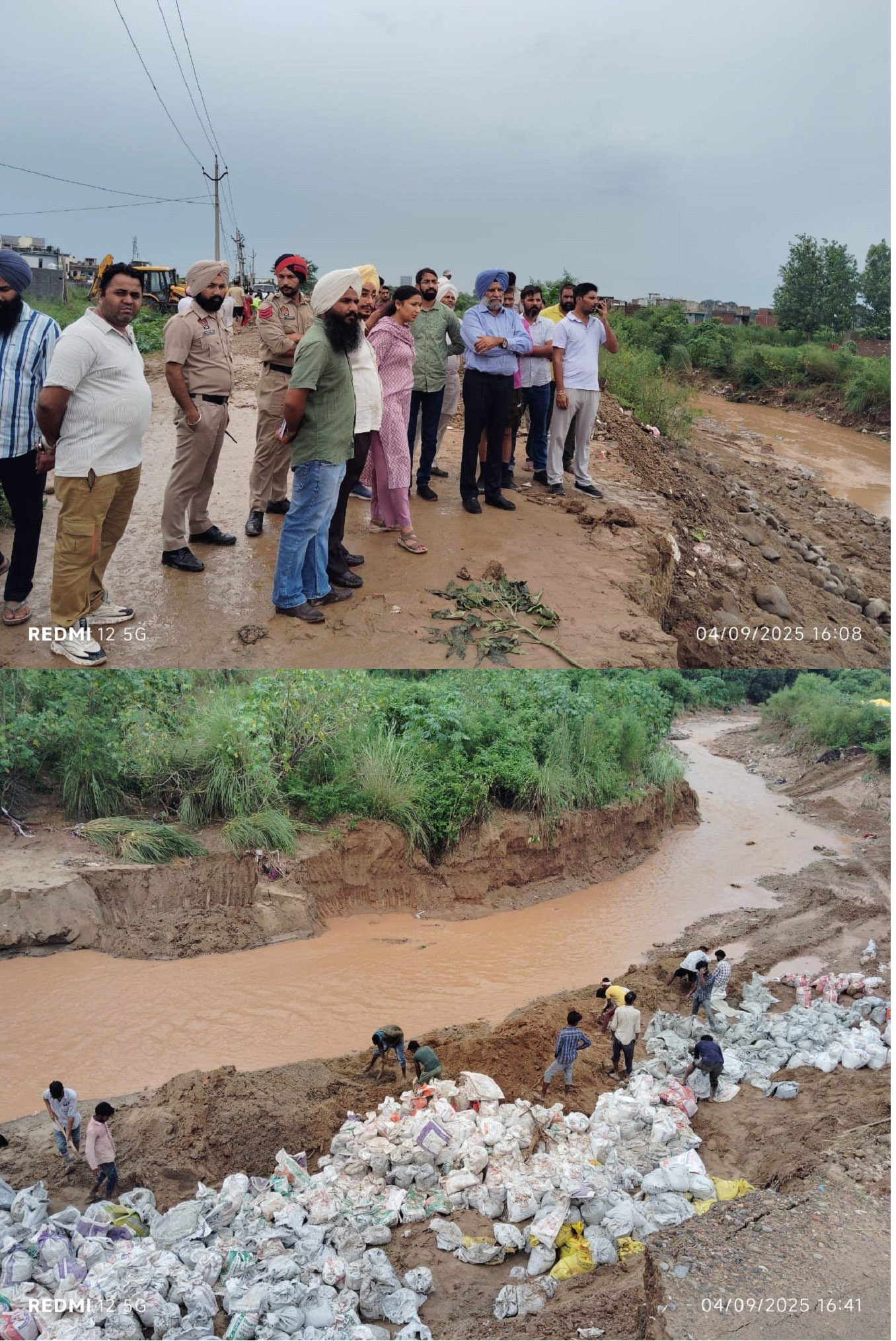 Repair work on the damaged section of Nayagaon's Nada-Khuda Lahora road in full swing.
